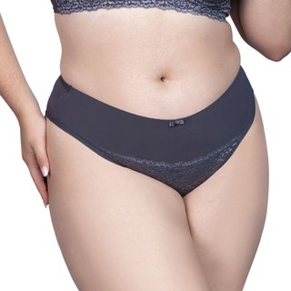 Calcinha Plus Size Tanga em Microfibra com Detalhe em Renda Santa Passion