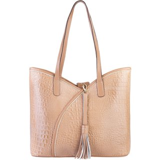 Bolsa Andrea Vinci Grande De Couro Croco Rachel - Bege