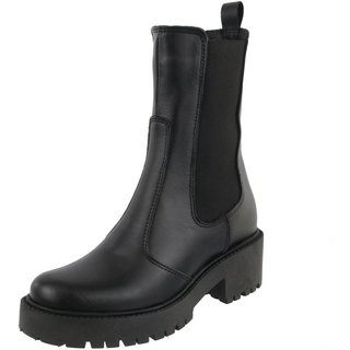 Bota Chelsea Cano Medio Couro Tratorado Agnes Veronez Preto