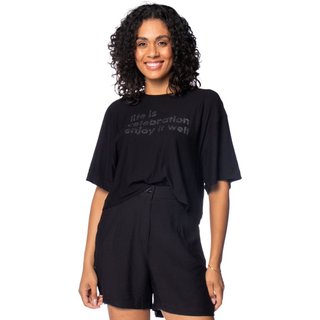 T-Shirt Feminina Endless Estampa Brilho Preto