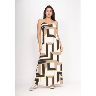 Vestido CabanaFree Guaíra Longo Malha Alça Fina Estampa Igaci