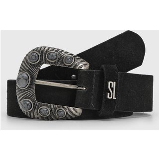 Cinto Feminino Santa Lolla Camurça Fivela Pedras Preto