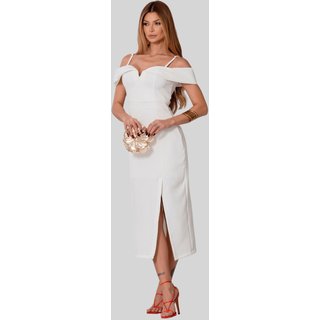 Vestido Miss e Misses Clarita Midi Ombro a Ombro C/Alça Off White