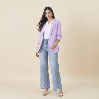 Blazer Auston Manga com Prega Roxo