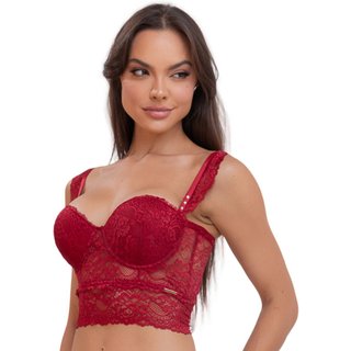 Sutiã Mini Corset Tomara que Caia com Base Alongada em Renda Santa Passion .