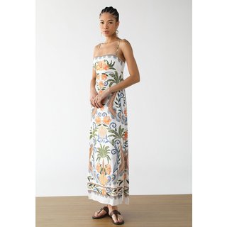 Vestido Feminino FARM Estampa Tropical Longo Off-WhiteOff-white