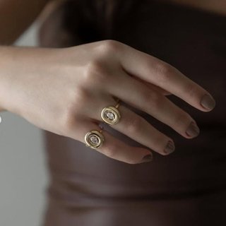 Infantil - Anel Oval Miolo Cristal Semijoia Banhado a Ouro 18K Ania Store