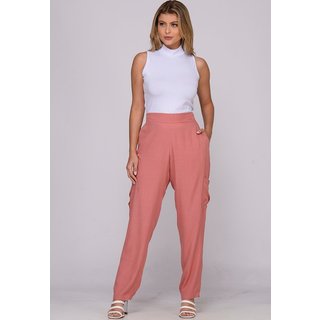 Calça Cargo de Viscose com Bolsos B’Bonnie Moana Rosê