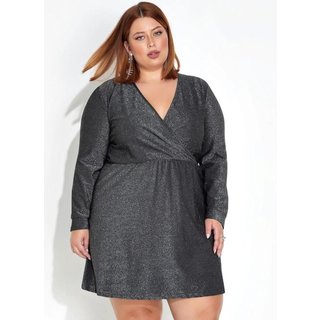 Vestido Plus Size Preto E Prata Marguerite