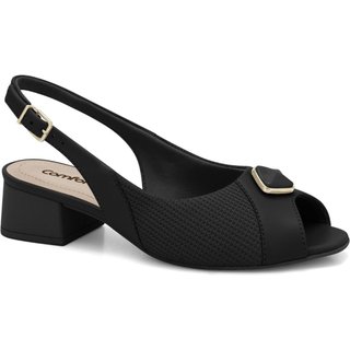 Mule Peep Toe Calce Fácil Preto Comfortflex 2464431-2