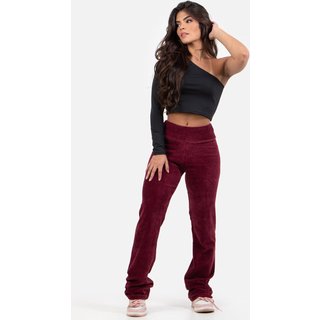 Calça Flare Rioutlet Veludo Cotelê Cintura Alta Vinho