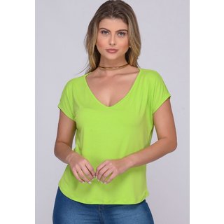 Blusa M/C Decote V B’Bonnie Ioná Verde Limão