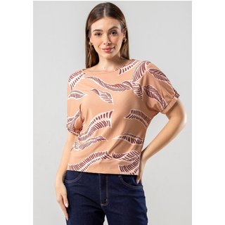 Blusa Pau a Pique Estampada Bege BEGE - XL Pau a Pique