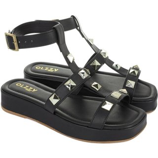 Sandália Slide Papete Flatform Feminino Estilo Moda Conforto OLZZY Preto