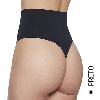 Calcinha Loba Redutora Fio Dental Slim Sem Costura PRETO