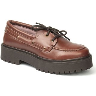 Mocassim Feminino Couro Legitimo Tratorado Solado Alto Confort Cedro