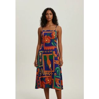 Vestido CabanaFree Midi Alça Fina Estampa Canto do Brasil