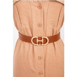 Cinto Fivela Dupla D Bell Outelet Fashion Caramelo