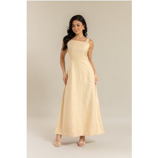 Vestido Longo Lemier Collection com Amarração nas Costas e Alças Ajustáveis Amarelo
