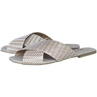 Chinelo Rasteirinha Tiras em Couro Estampa Marrom