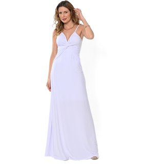 Vestido Bisô Festa Longo Torção Branco - Branco