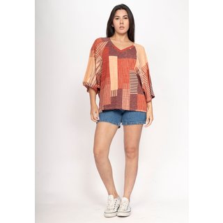 Blusa Amazonia Vital Ampla Morcego Guyrá Manga 3/4 Malha Tramas do Sol