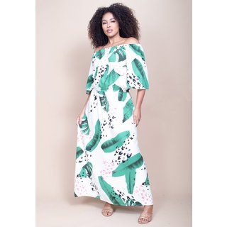 Vestido Midi Cabanafree Ciganinha Viscose com Lapela Estampa Folhagem Poética