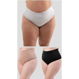 Kit 3 Calcinha Cinta Plus Size Cós Alto Suplex Compressão Cintura Alta
