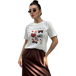 Camiseta Cianitas Off Estampa Jardim Enchanté