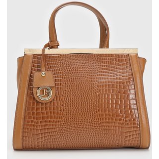 Bolsa Feminina Jorge Bischoff Grande Textura Croco Caramelo