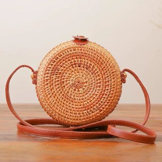 BOLSA DE PRAIA DE RATTAN ESTRUTURADA COM FORRO - FLÓRIDA - Marrom - MELLOW BRAZIL