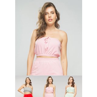 Kit 3 Croppeds Tomara Que Caia Comfy Salvatore Fashion Rosa, Verde e Mescla