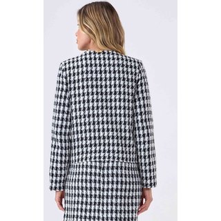 Blazer Curto PKS Alfaiataria Tweed Preto e Branco