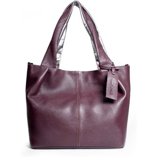 Bolsa Feminina Em Couro Tiracolo Uva Com Ônix "Mônica Broti"""