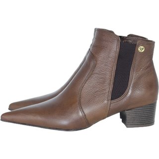 Bota Feminina Chelsea Cano Curto Couro Salto 4 CM Spinelli