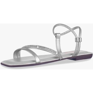 Sandália Rasteira Feminina Flat Tira Cristal com Strass Brilho Moda Verão Ortopédica Confortável Prata