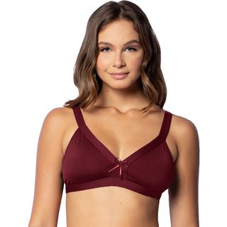 Sutiã Gabi Lingerie Feminino Sem Bojo Liso Confortável Microfibra Básico Poliamida Rubro
