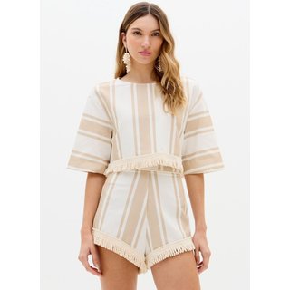 Blusa Manga Curta Com Franjas Lança Perfume