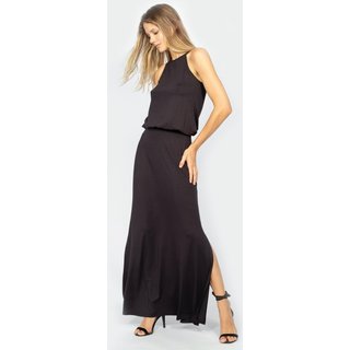 Vestido Longo Amazonia Vital Malha Trapézio com Elástico na Cintura Preto o