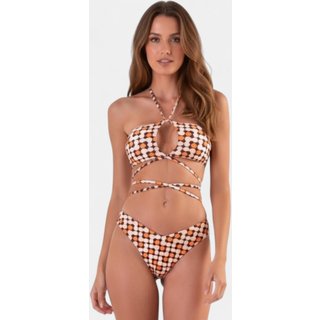 Biquíni Areia Branca Baly Transpassado Estampado Laranja