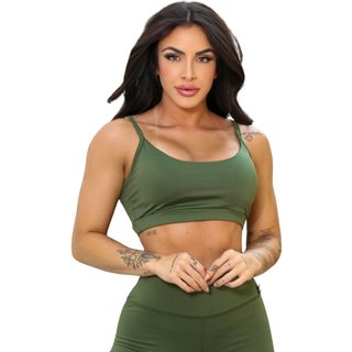 Top Alça Básico FMF Suplex Fitness Feminino Confortável para Treino e Academia Verde