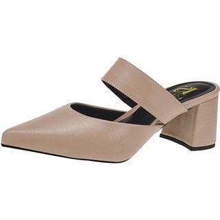 Scarpin Feminino Lóris Shoes Mule Social Salto Bloco Tamanco Bico Fino 0001 Nude