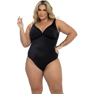 Maiô Plus Liso sem Bojo Decote Trança Banho de Mar