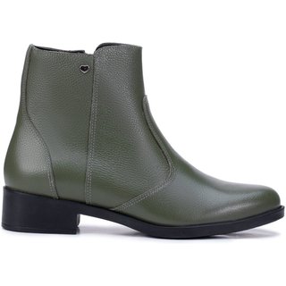 Bota Feminina Bella Nina Couro Coturno Cano Curto Salto Baixo Conforto Verde