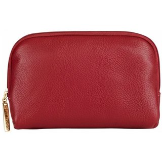 Necessaire de couro liso Duda 12x17x6cm - Vermelho