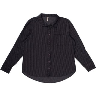 Camisa Feminina Habana Plus Size Canelada com Botões Preto