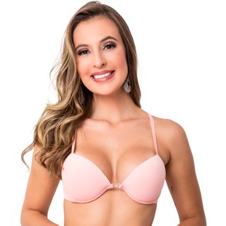 Sutiã Nadador Gabi Lingerie Com Bojo Microfibra Alças Reguláveis Fecho Frontal Reforçado Soutien Confortavel Rosê