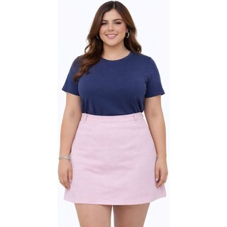 T-shirt Plus Size D Bell Outlet Fashion Gaivotas Sunset Azul