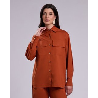 Camisa Alfaitaria Oversized Letícia Terra Cota