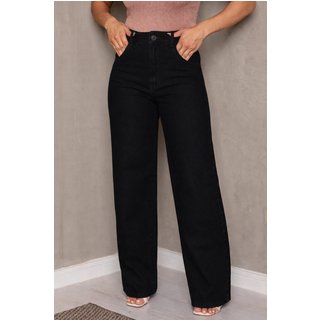 Calça Donna De Paula Wide Leg Preta Feminina Pantalona Cintura Alta